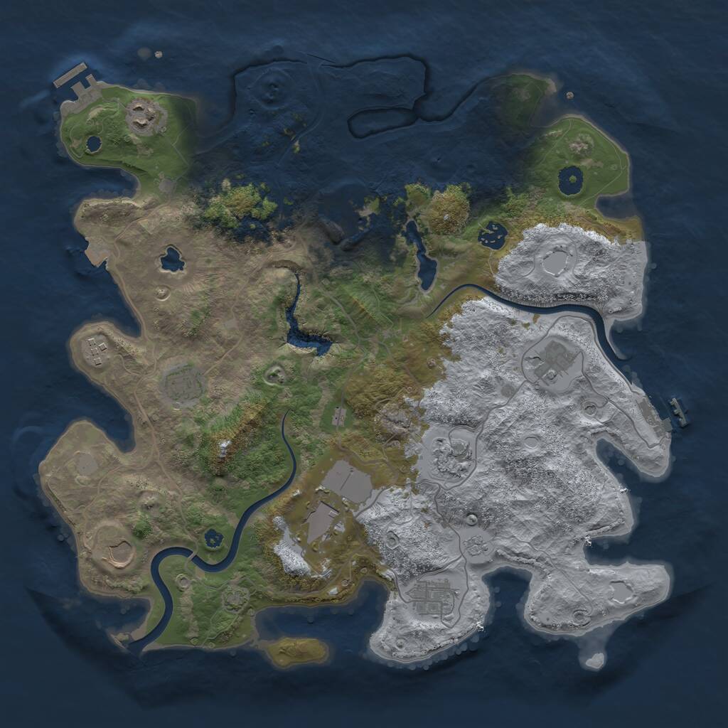 Rust Map: Procedural Map, Size: 4000, Seed: 708604, 16 Monuments