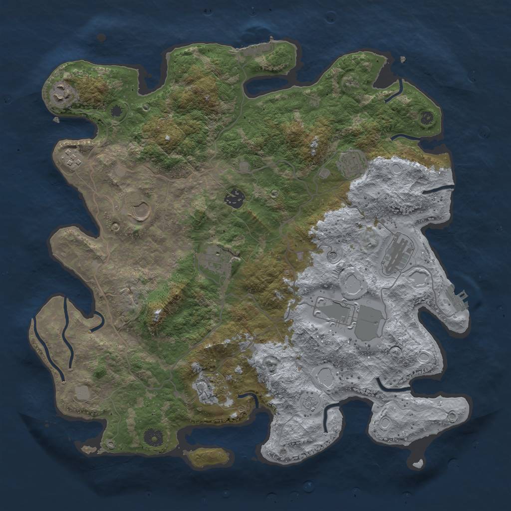 Rust Map: Procedural Map, Size: 4000, Seed: 708604, 16 Monuments