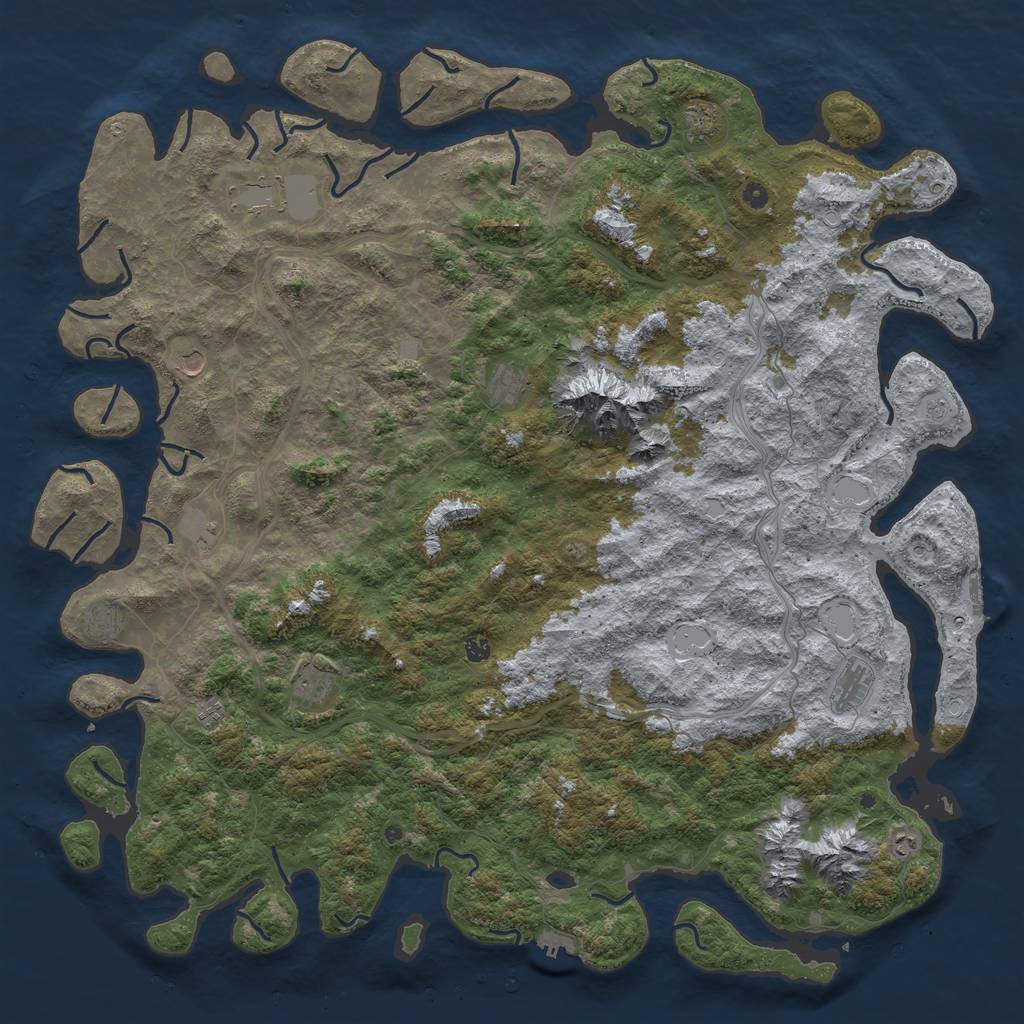 Rust Map: Procedural Map, Size: 6000, Seed: 3080, 20 Monuments