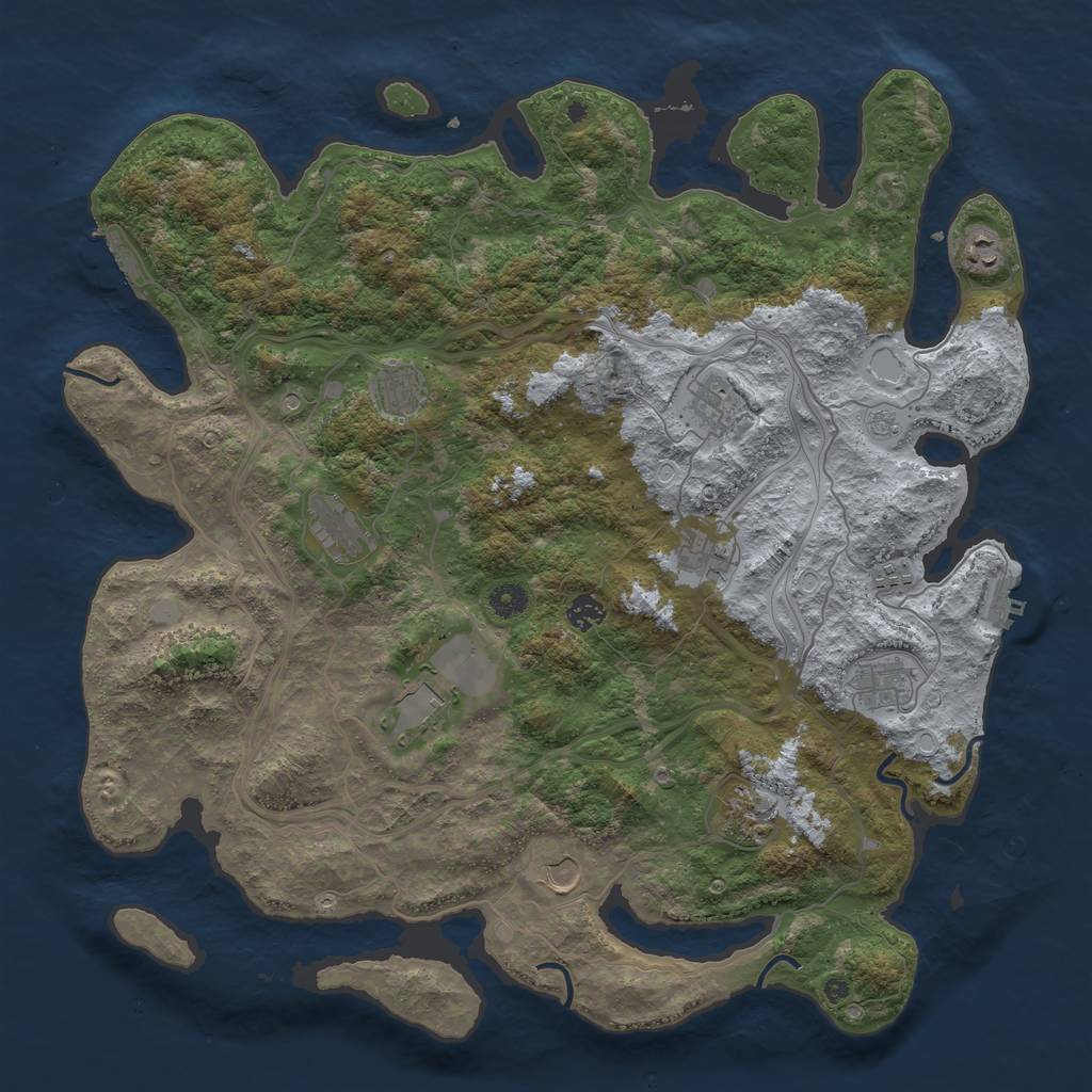Rust Map: Procedural Map, Size: 4500, Seed: 1528547, 20 Monuments