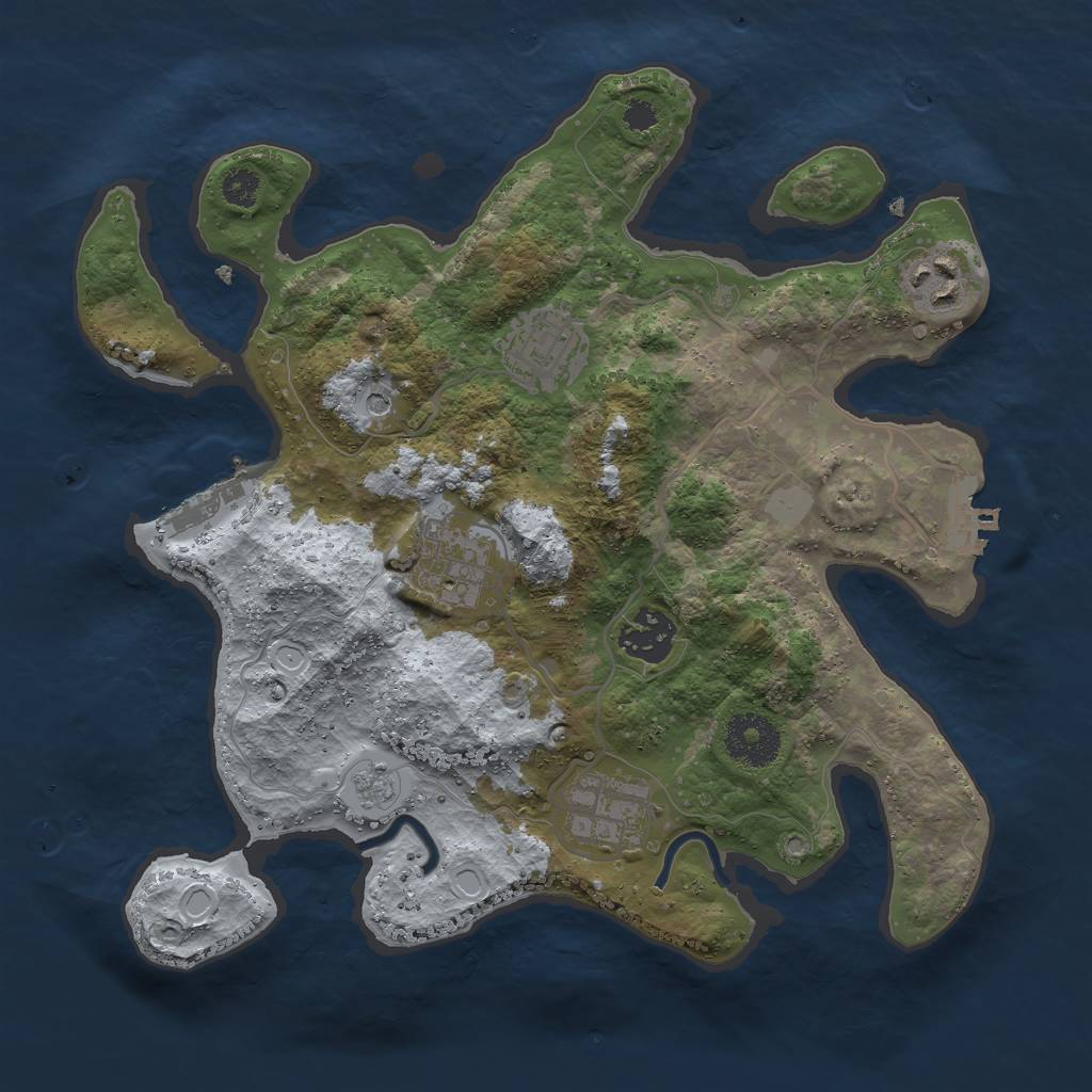Rust Map: Procedural Map, Size: 3000, Seed: 76738, 14 Monuments