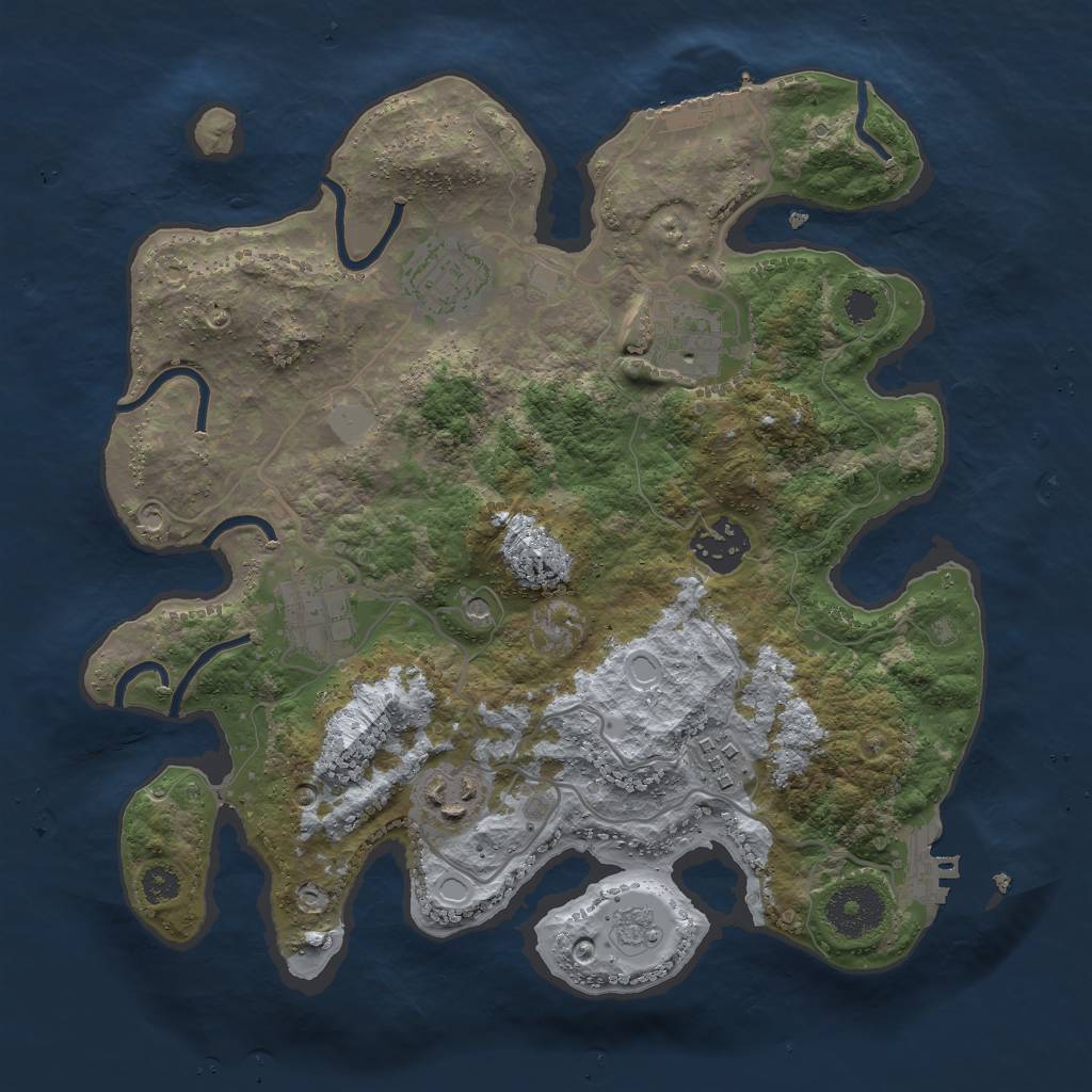 Rust Map: Procedural Map, Size: 3000, Seed: 4220, 13 Monuments