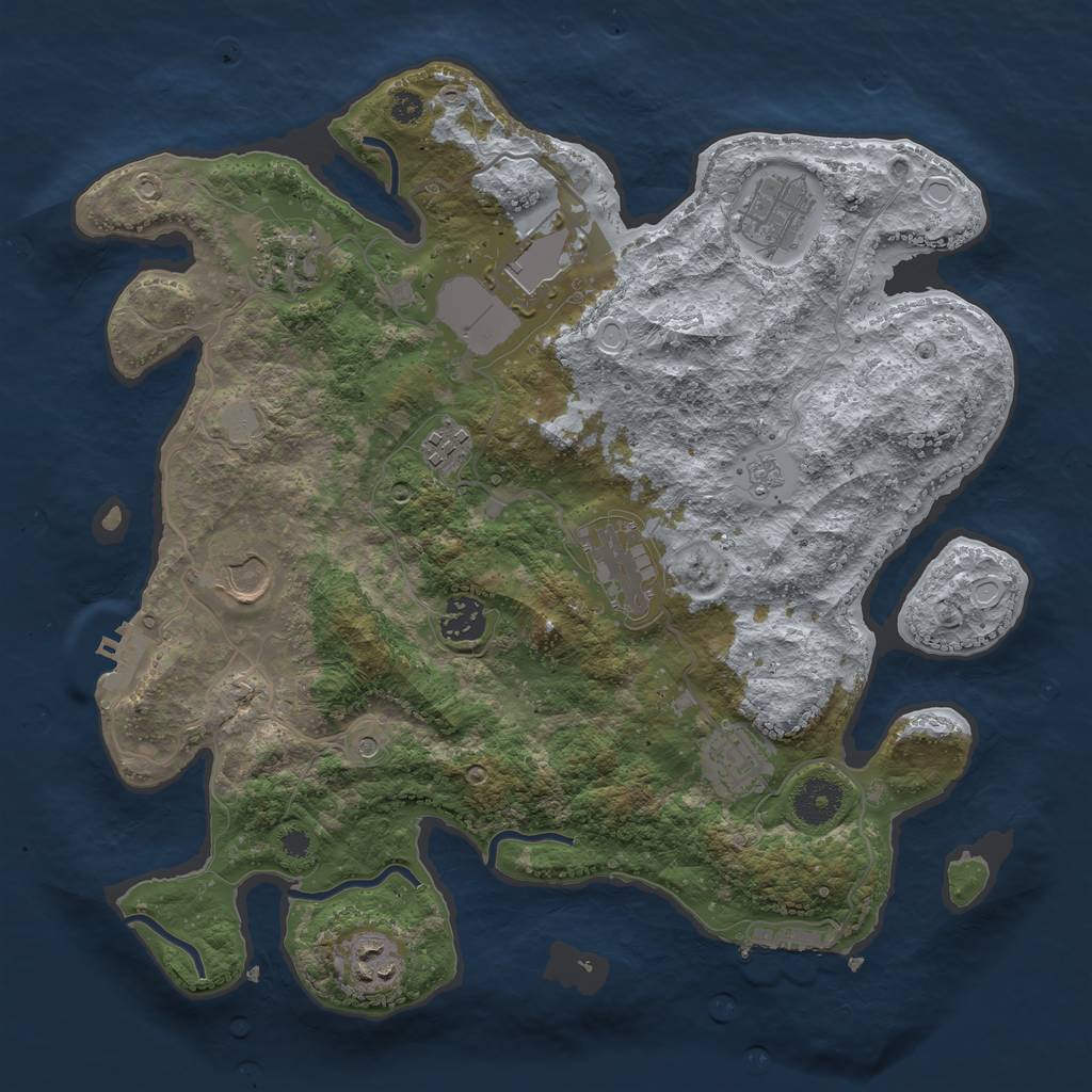 Rust Map: Procedural Map, Size: 3500, Seed: 7458752, 18 Monuments