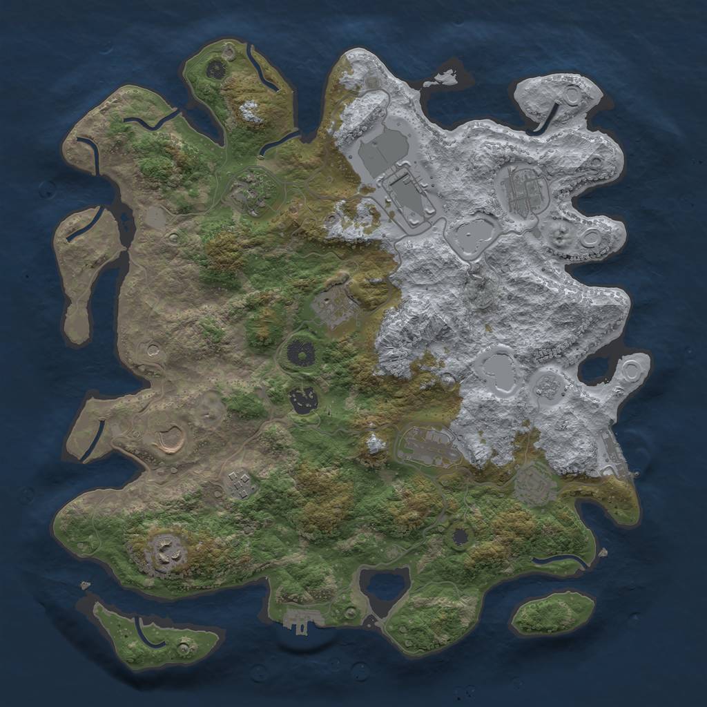 Rust Map: Procedural Map, Size: 3800, Seed: 131510, 19 Monuments