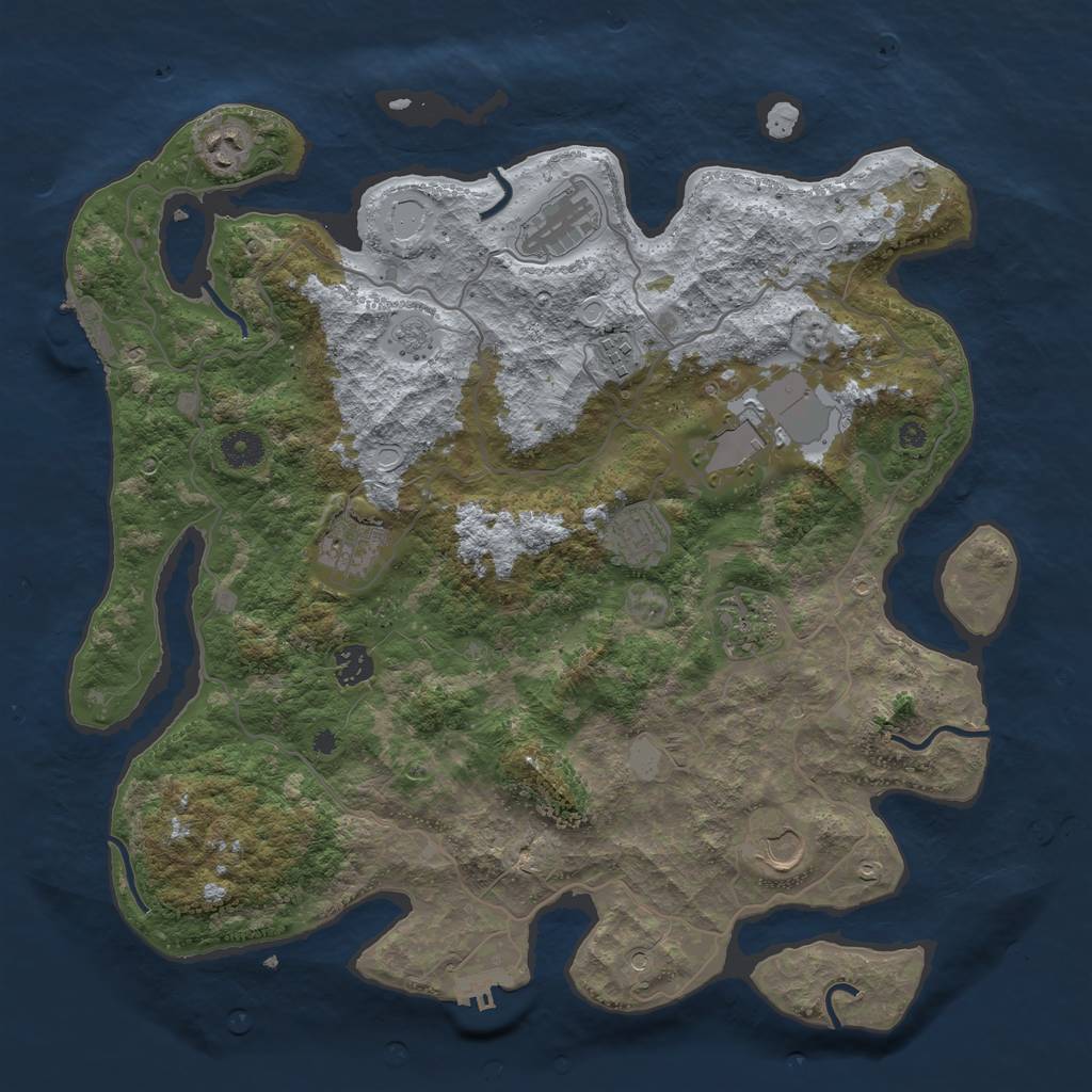 Rust Map: Procedural Map, Size: 4000, Seed: 1456765, 18 Monuments