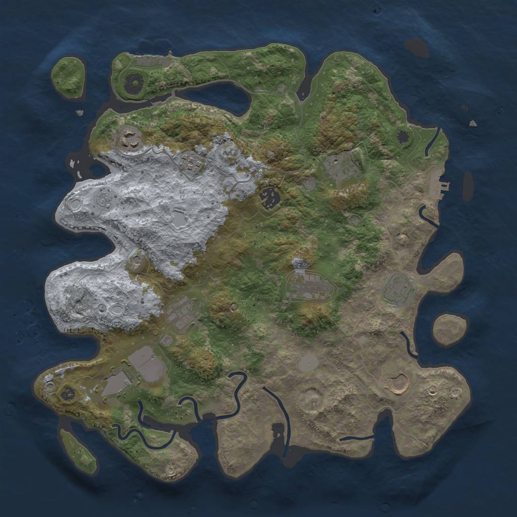 Rust Map: Procedural Map, Size: 3750, Seed: 269578395, 18 Monuments