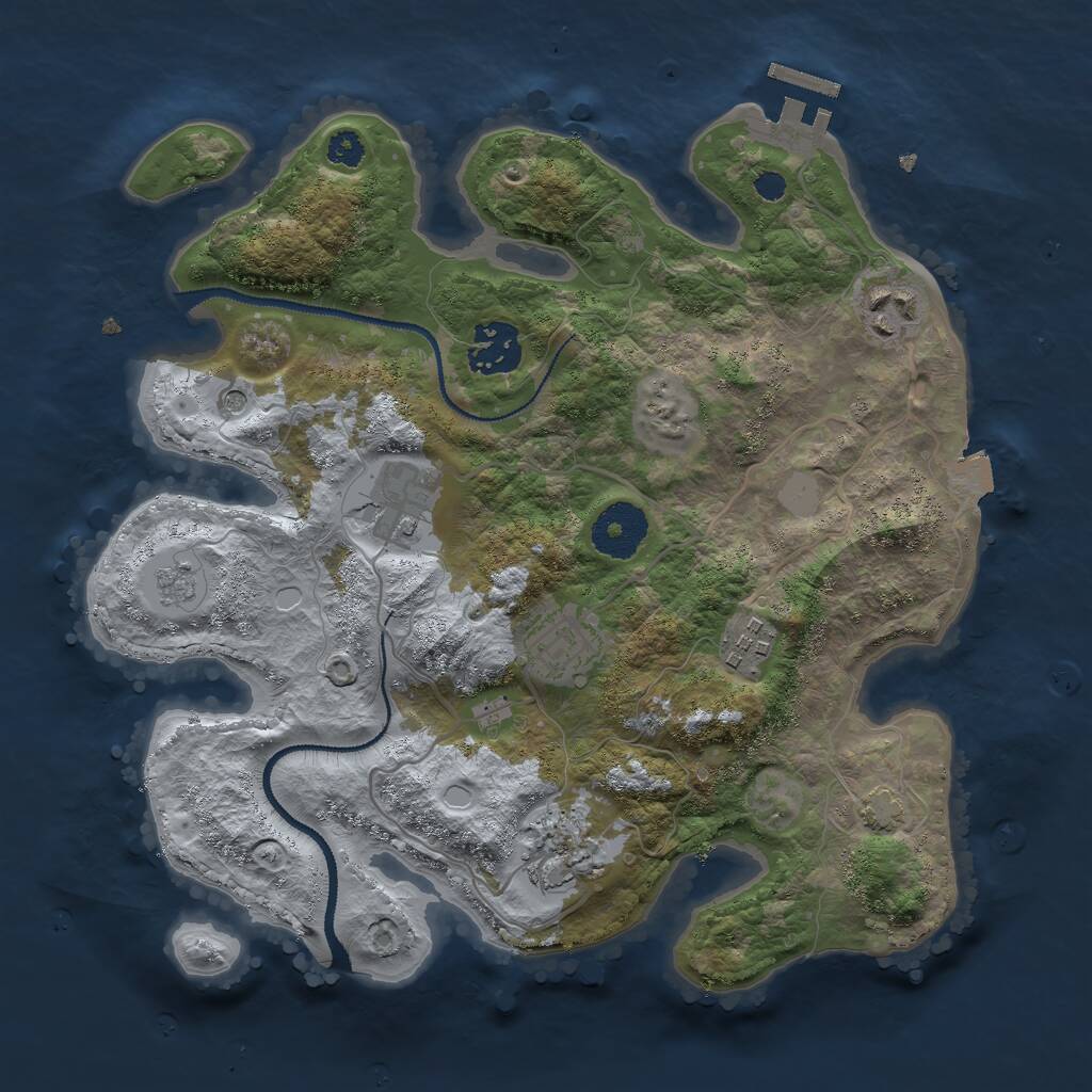 Rust Map: Procedural Map, Size: 3000, Seed: 77245, 11 Monuments