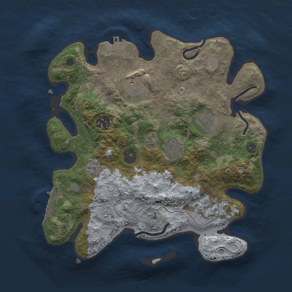 Rust Map: Procedural Map, Size: 3000, Seed: 1673590, 14 Monuments