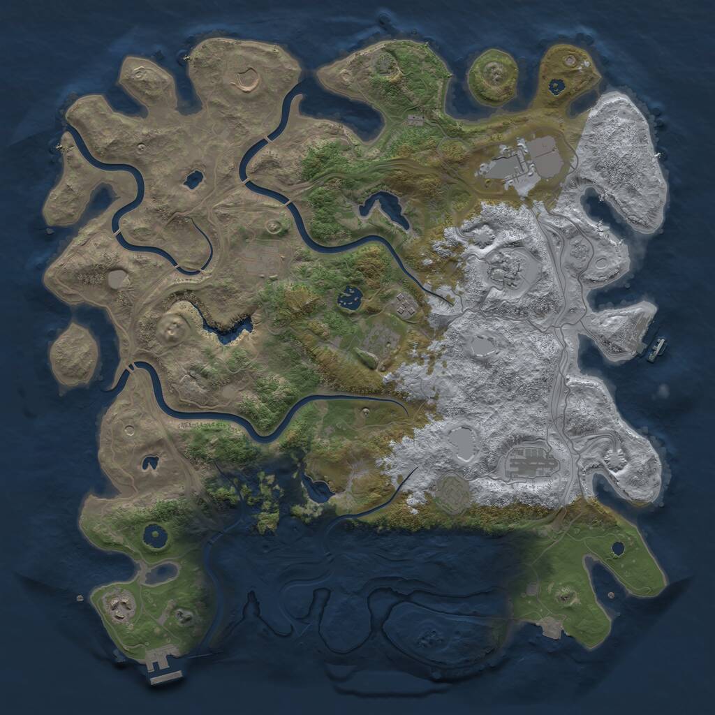 Rust Map: Procedural Map, Size: 4500, Seed: 67865, 16 Monuments