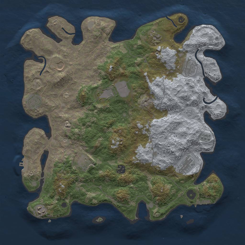 Rust Map: Procedural Map, Size: 4000, Seed: 460, 19 Monuments