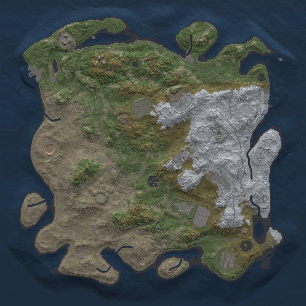 Rust Map: Procedural Map, Size: 4000, Seed: 1325884335, 18 Monuments