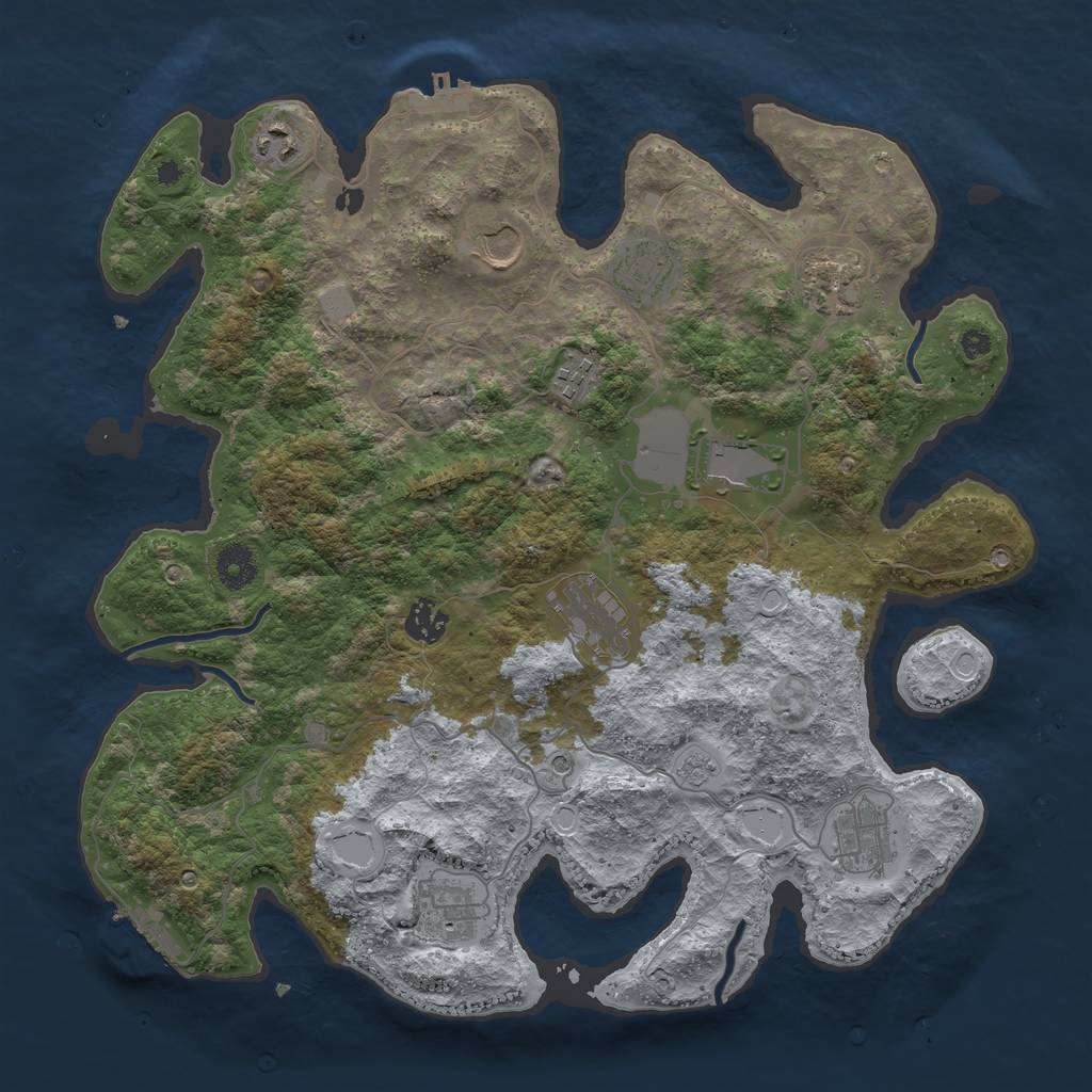 Rust Map: Procedural Map, Size: 3800, Seed: 3366783, 19 Monuments