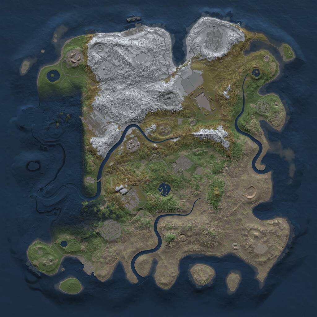 Rust Map: Procedural Map, Size: 3800, Seed: 221381201, 16 Monuments