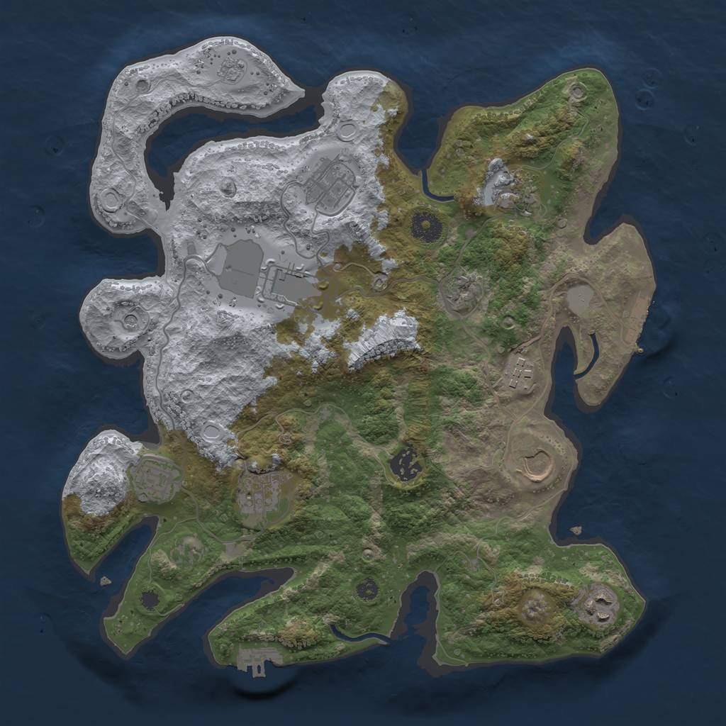 Rust Map: Procedural Map, Size: 3500, Seed: 13457, 18 Monuments