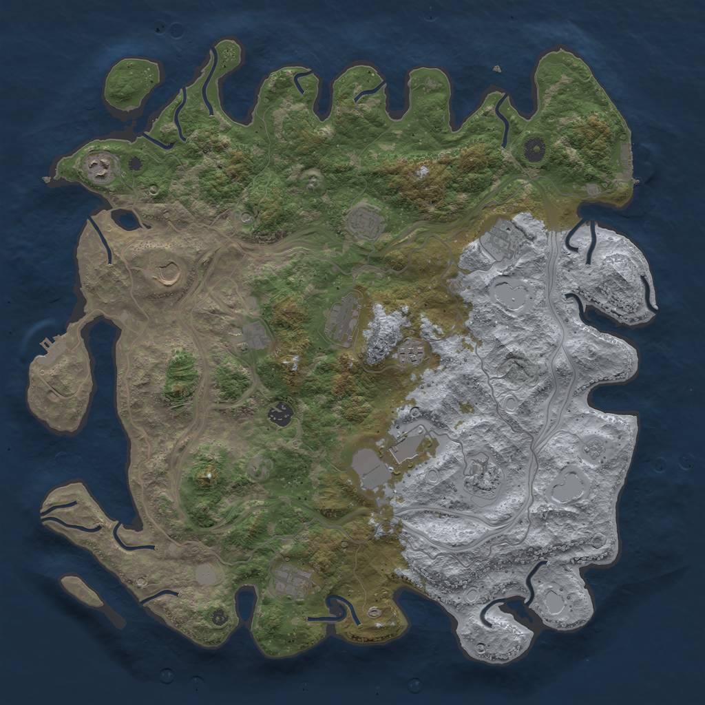 Rust Map: Procedural Map, Size: 4500, Seed: 20200806, 20 Monuments