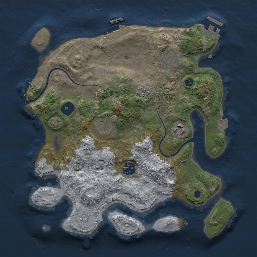 Rust Map: Procedural Map, Size: 3000, Seed: 1833620657, 11 Monuments