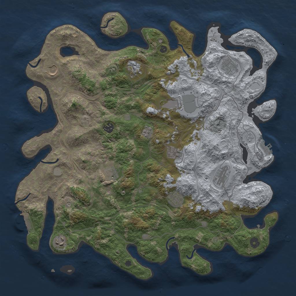 Rust Map: Procedural Map, Size: 4300, Seed: 1175838154, 20 Monuments