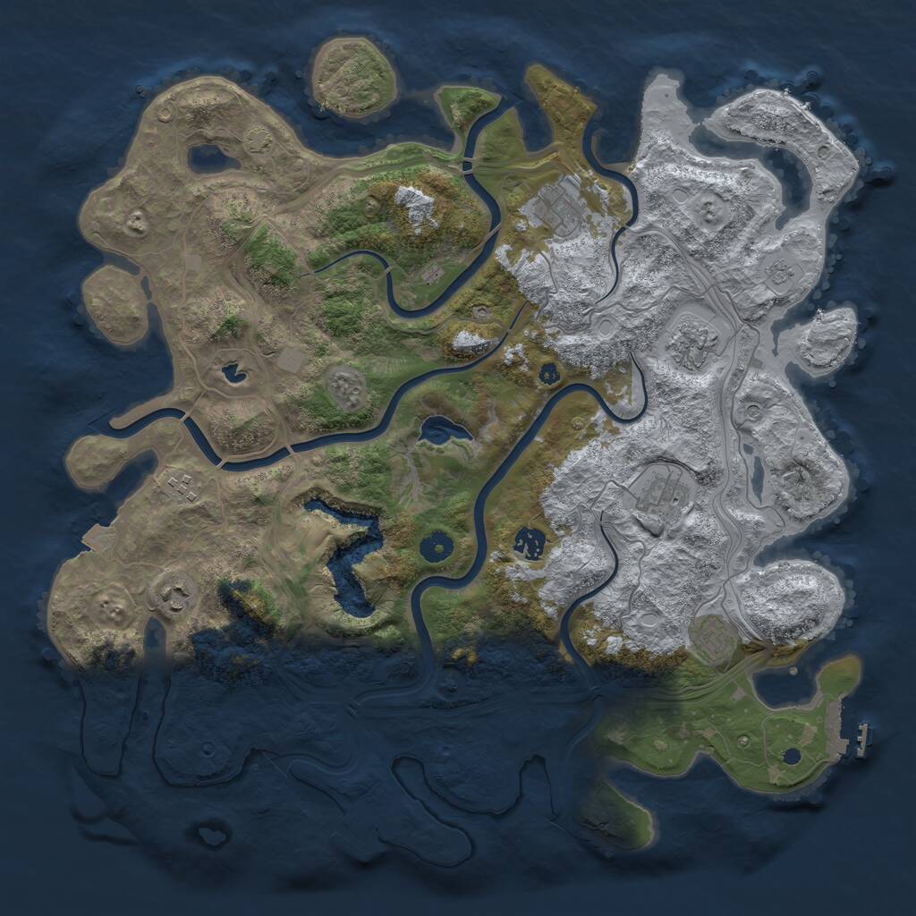 Rust Map: Procedural Map, Size: 4300, Seed: 1175838154, 13 Monuments