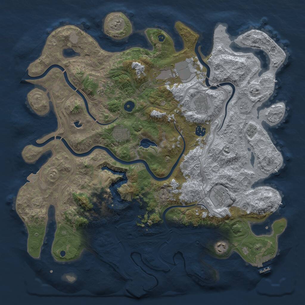 Rust Map: Procedural Map, Size: 4300, Seed: 1175838154, 14 Monuments