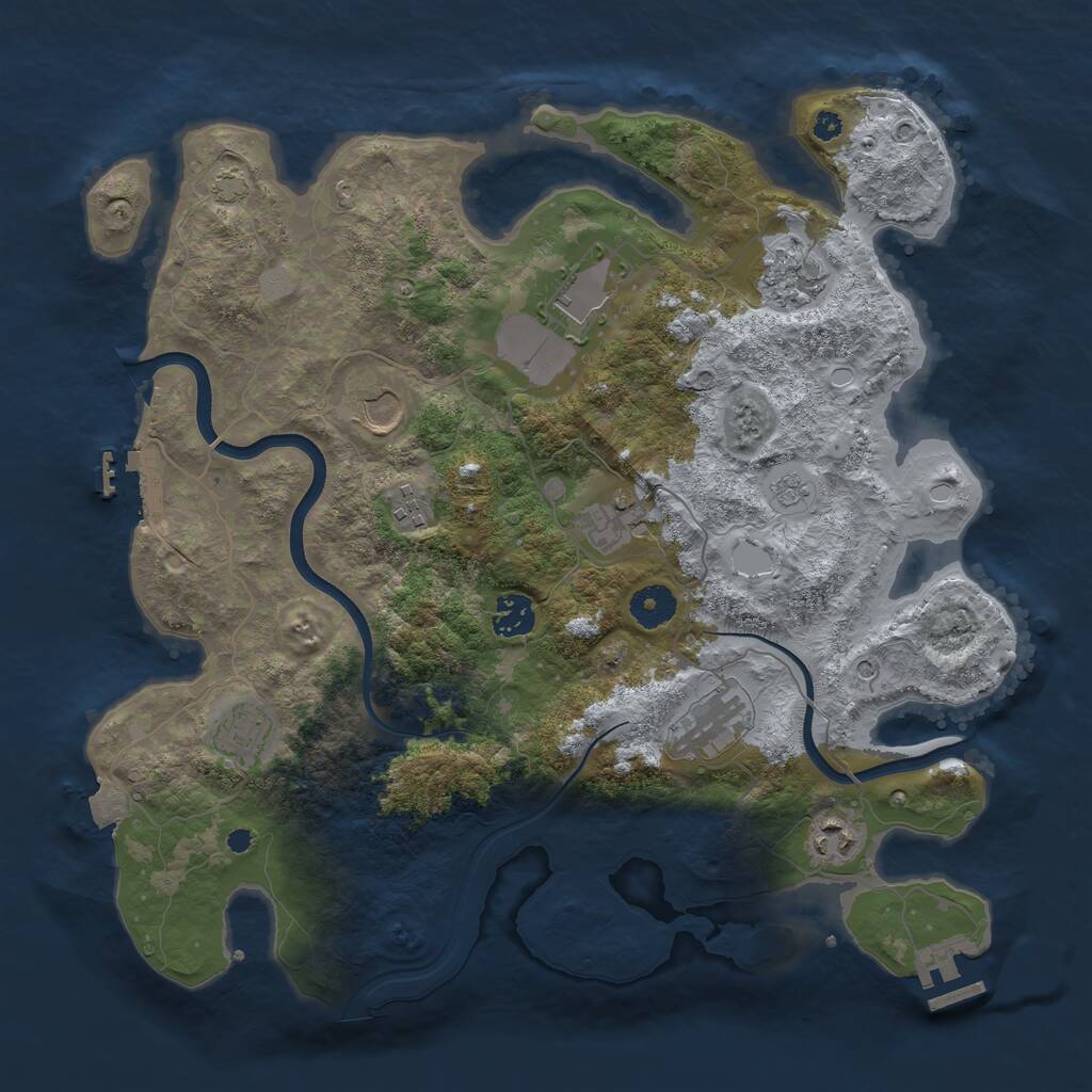 Rust Map: Procedural Map, Size: 3750, Seed: 842331, 15 Monuments