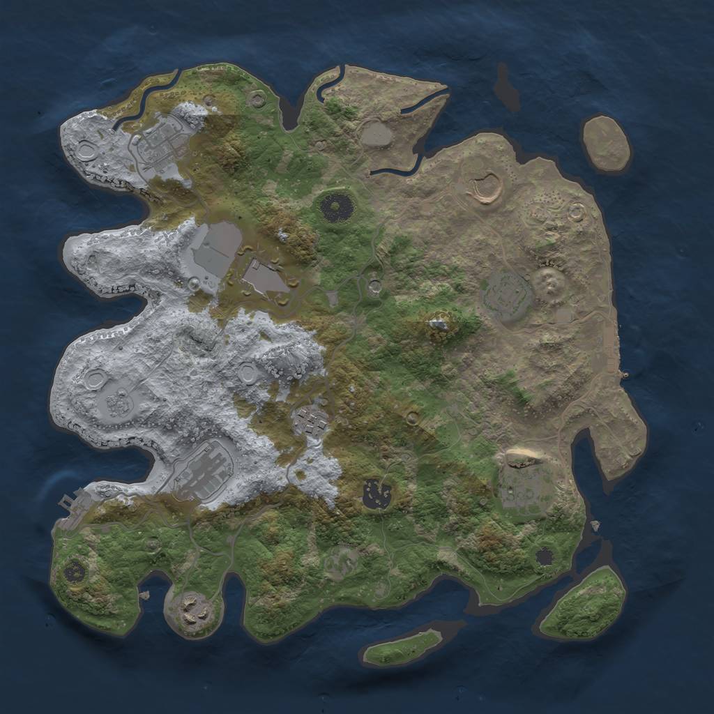 Rust Map: Procedural Map, Size: 3500, Seed: 991892604, 18 Monuments