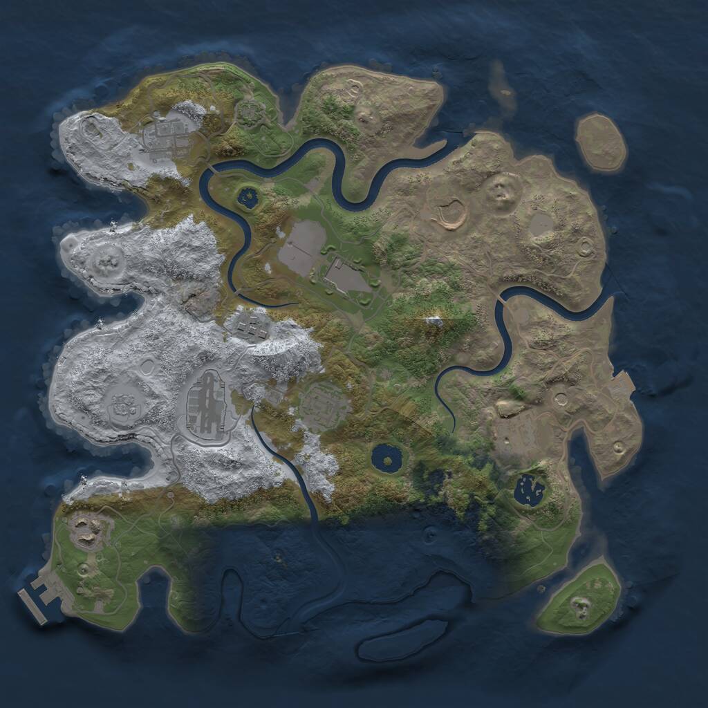 Rust Map: Procedural Map, Size: 3500, Seed: 991892604, 14 Monuments