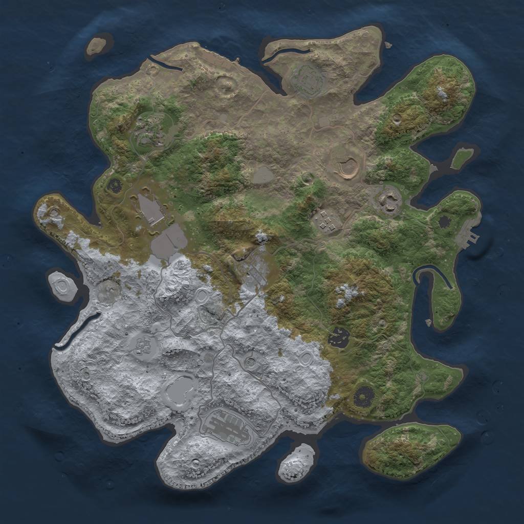 Rust Map: Procedural Map, Size: 3700, Seed: 1999936137, 18 Monuments