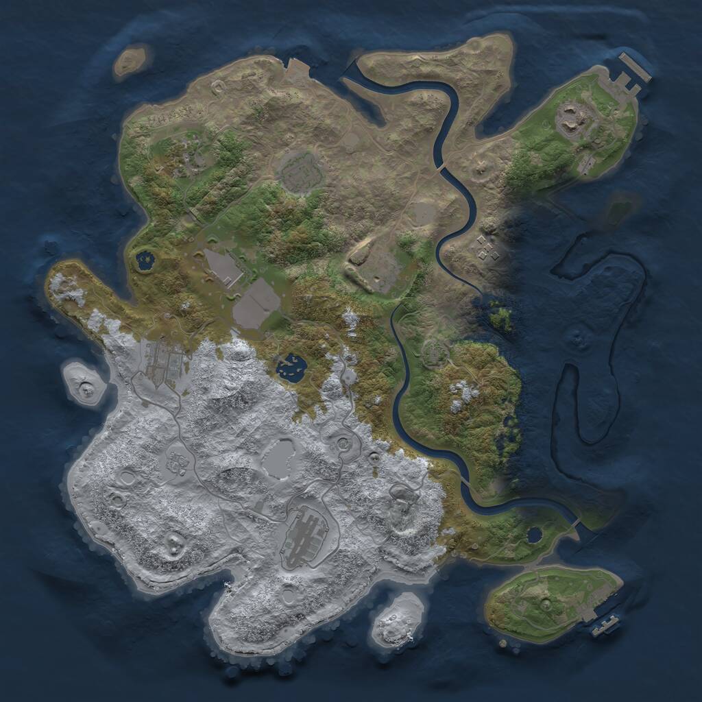 Rust Map: Procedural Map, Size: 3700, Seed: 1999936137, 15 Monuments