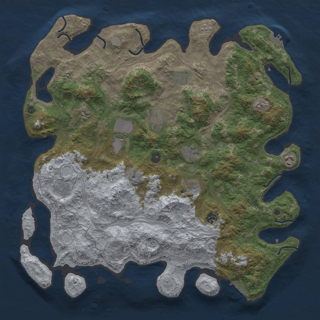 Rust Map: Procedural Map, Size: 4500, Seed: 558467, 19 Monuments