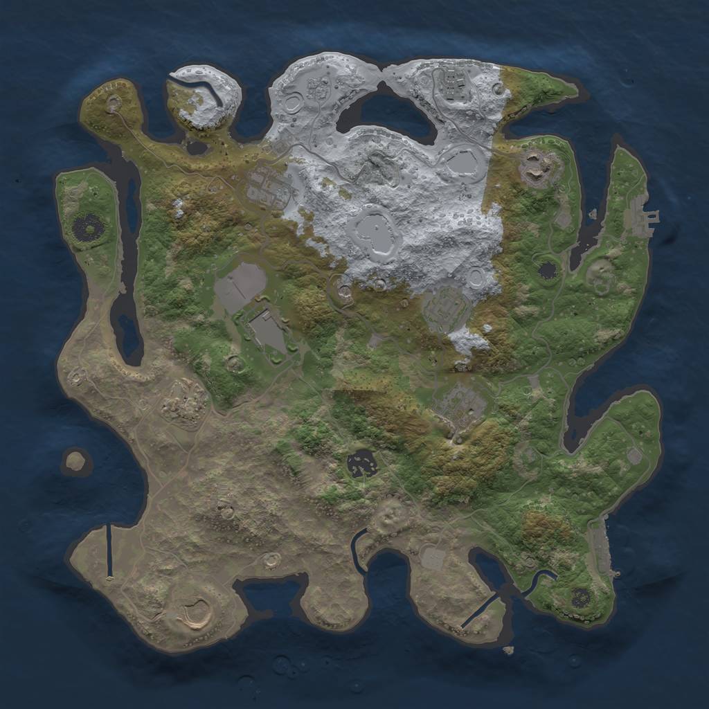 Rust Map: Procedural Map, Size: 3550, Seed: 919559534, 18 Monuments