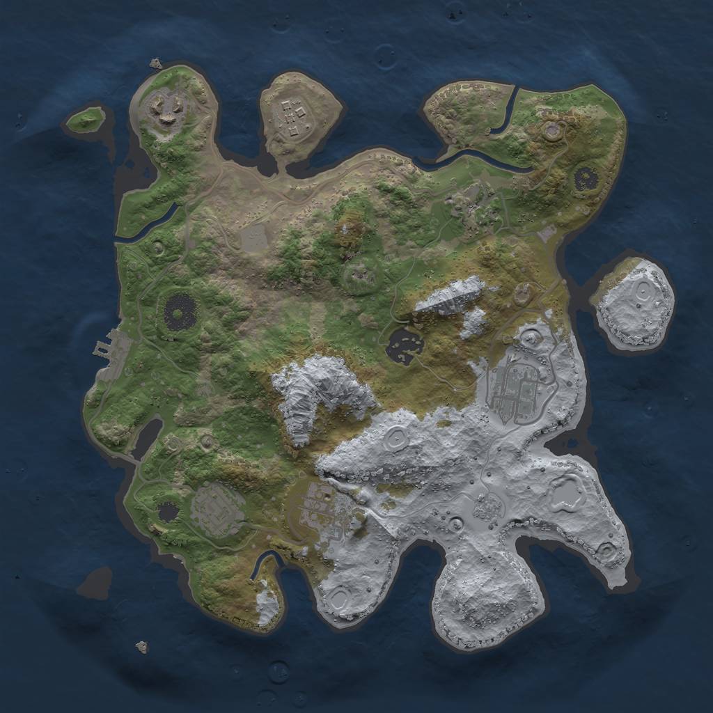 Rust Map: Procedural Map, Size: 3000, Seed: 72585, 14 Monuments