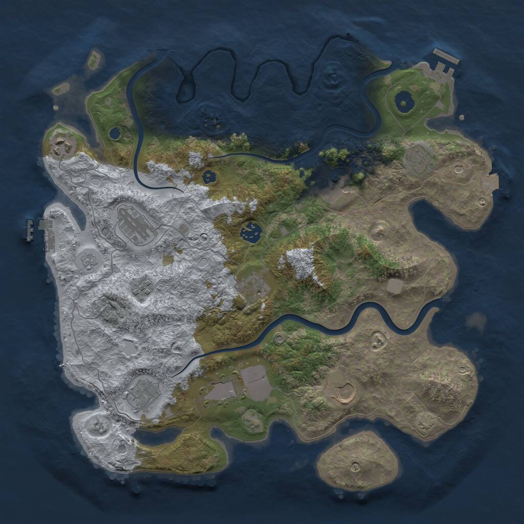 Rust Map: Procedural Map, Size: 3850, Seed: 46731616, 16 Monuments