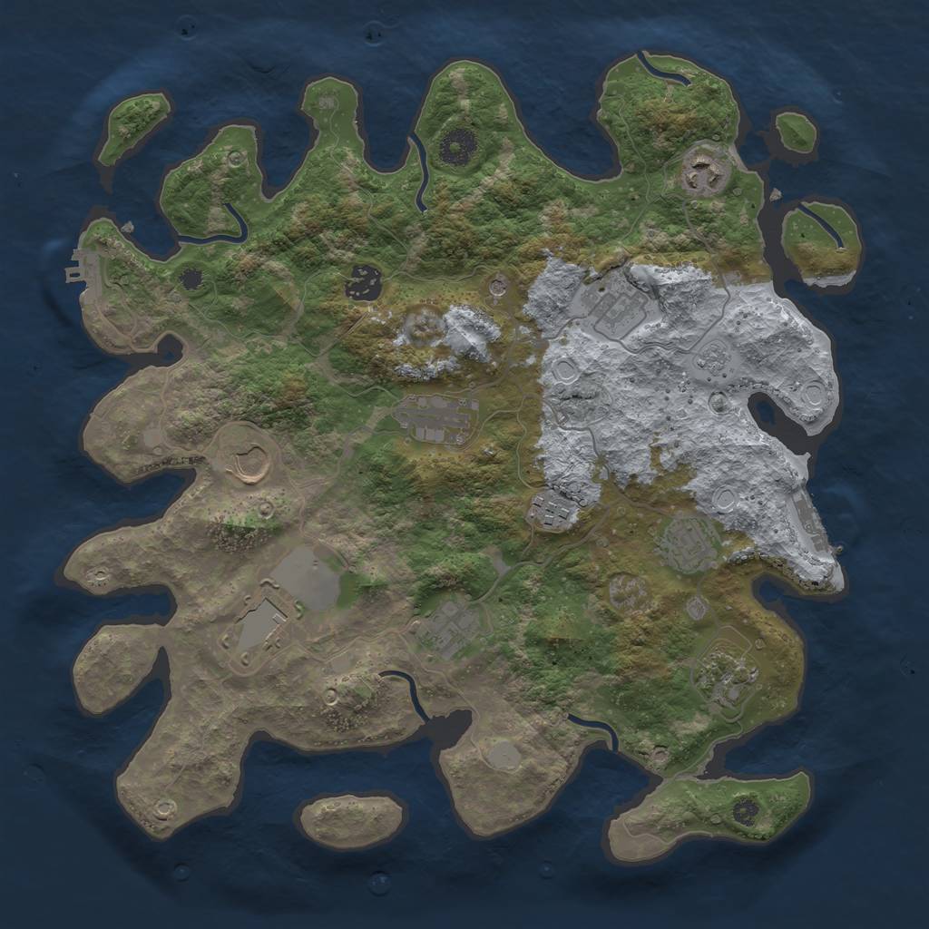 Rust Map: Procedural Map, Size: 3700, Seed: 1900442874, 19 Monuments