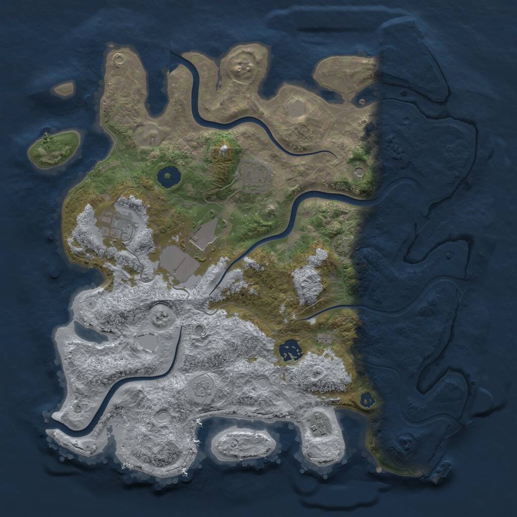 Rust Map: Procedural Map, Size: 3500, Seed: 2090123823, 11 Monuments