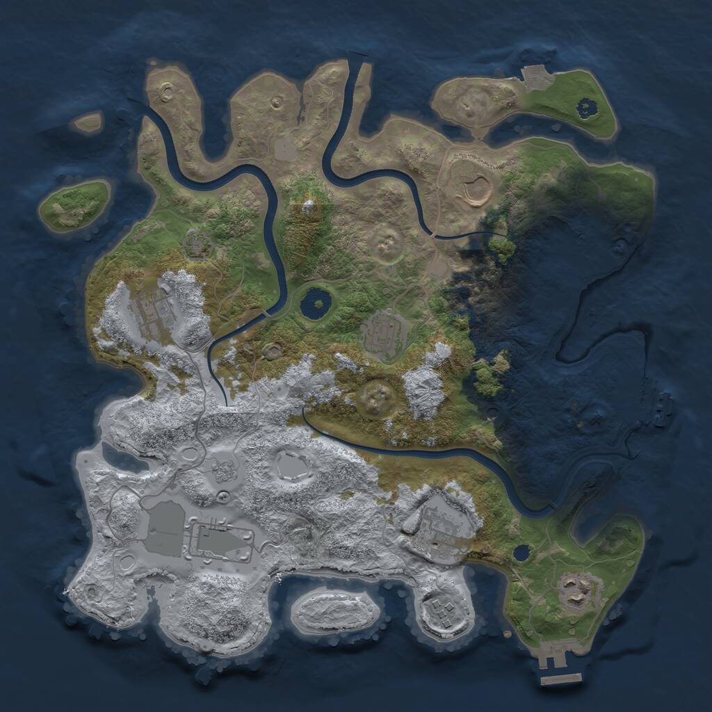 Rust Map: Procedural Map, Size: 3500, Seed: 2090123823, 13 Monuments