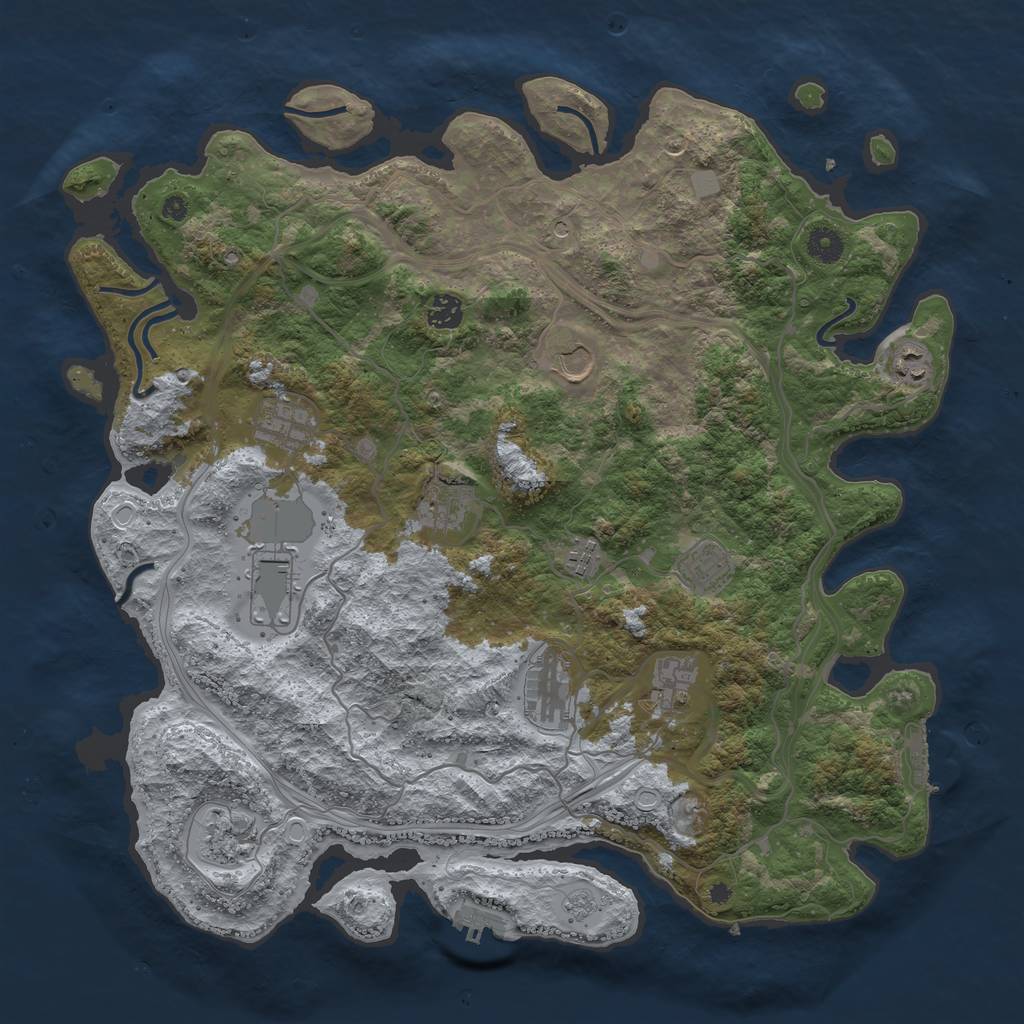 Rust Map: Procedural Map, Size: 4250, Seed: 1262761590, 20 Monuments