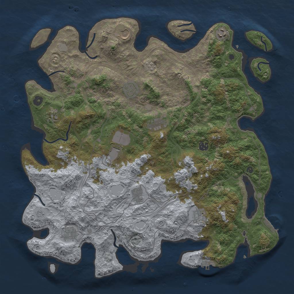 Rust Map: Procedural Map, Size: 4500, Seed: 45024465, 20 Monuments