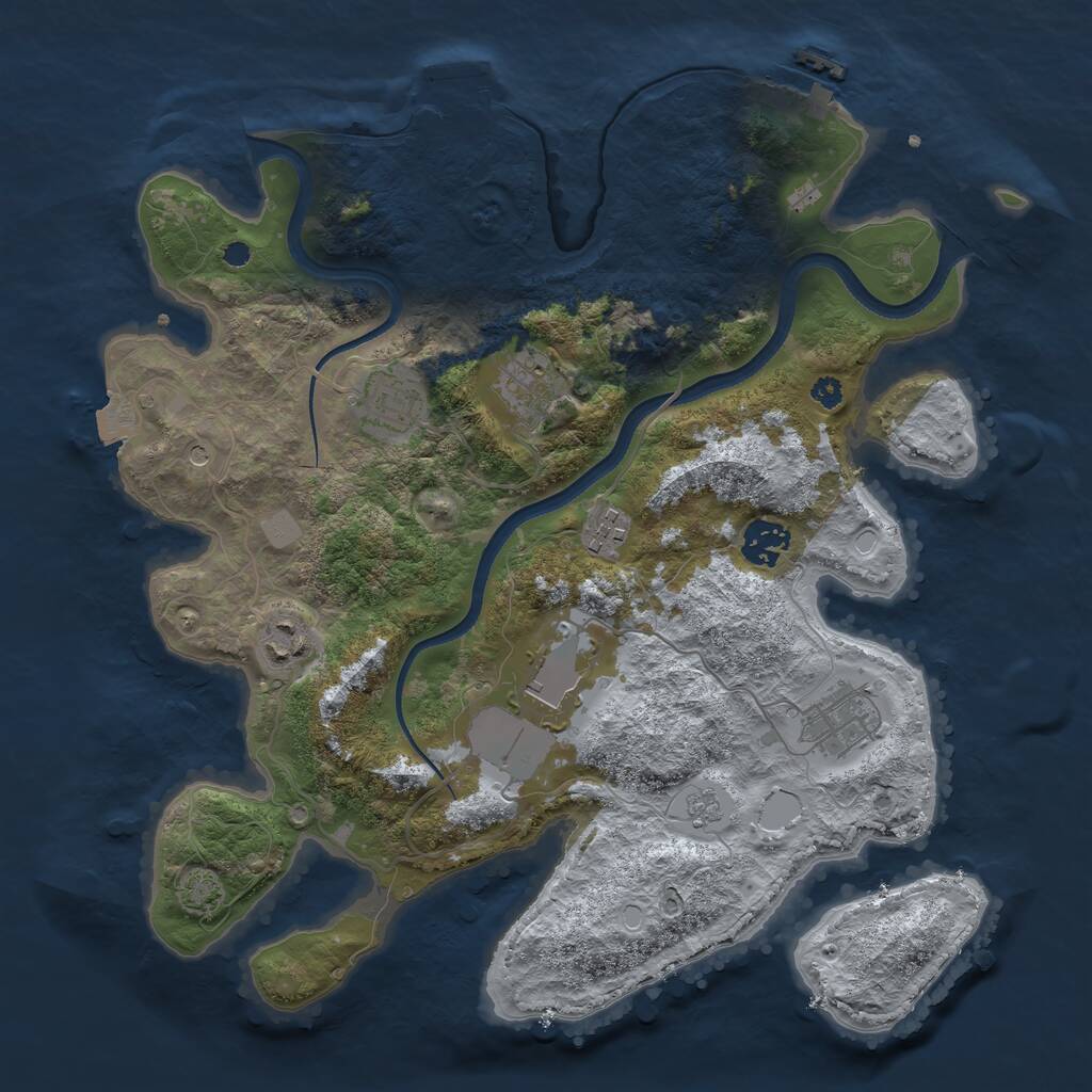 Rust Map: Procedural Map, Size: 3500, Seed: 2223524, 13 Monuments