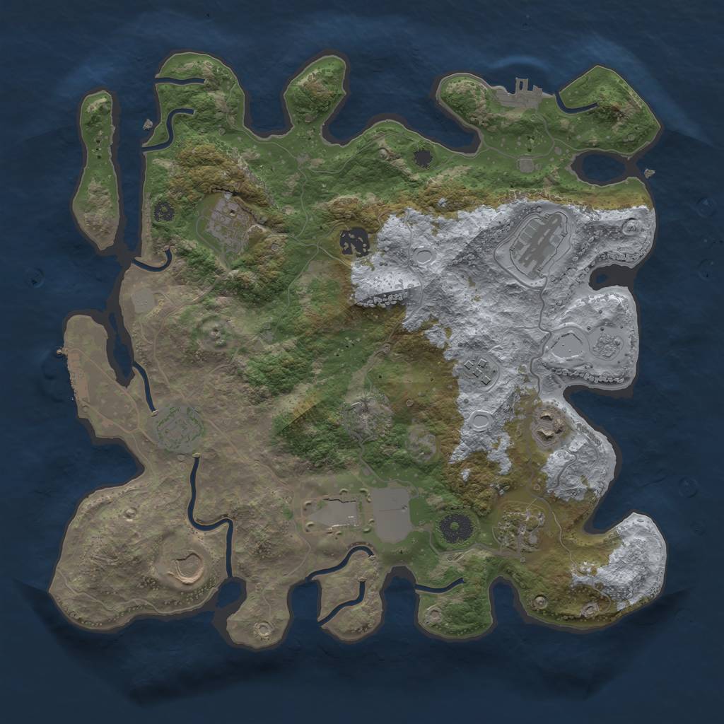 Rust Map: Procedural Map, Size: 3500, Seed: 3381, 15 Monuments