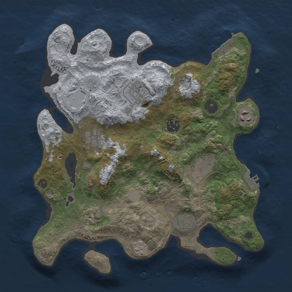 Rust Map: Procedural Map, Size: 3250, Seed: 265282530, 17 Monuments