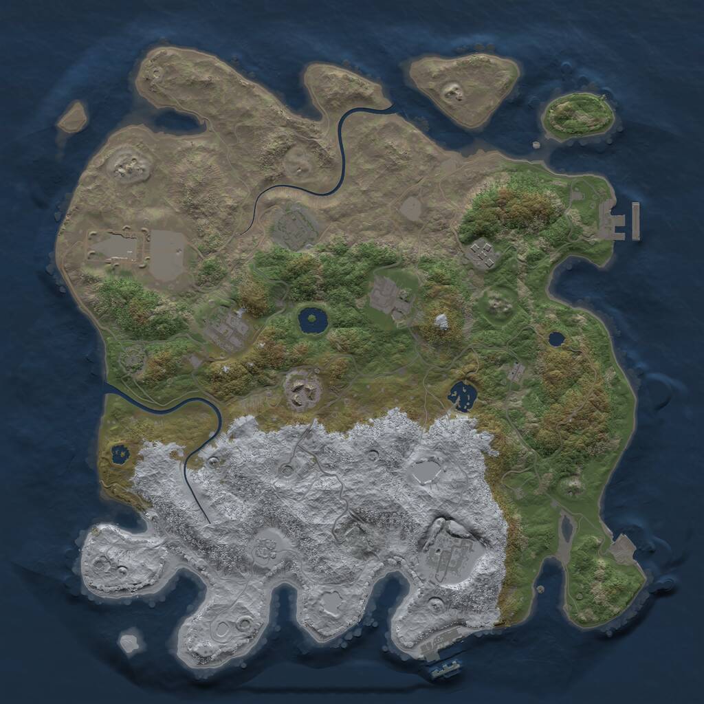 Rust Map: Procedural Map, Size: 3750, Seed: 1746975691, 14 Monuments