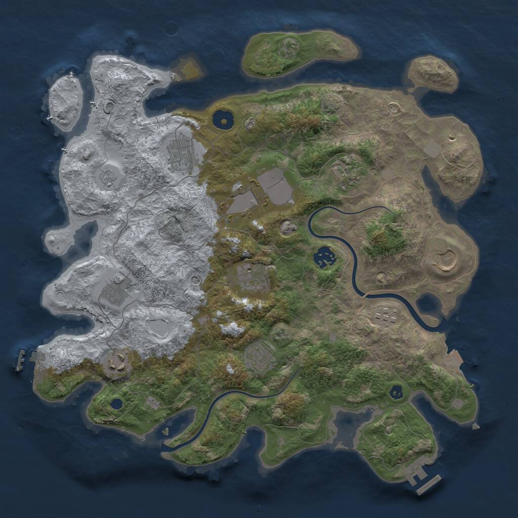 Rust Map: Procedural Map, Size: 3700, Seed: 786494101, 16 Monuments