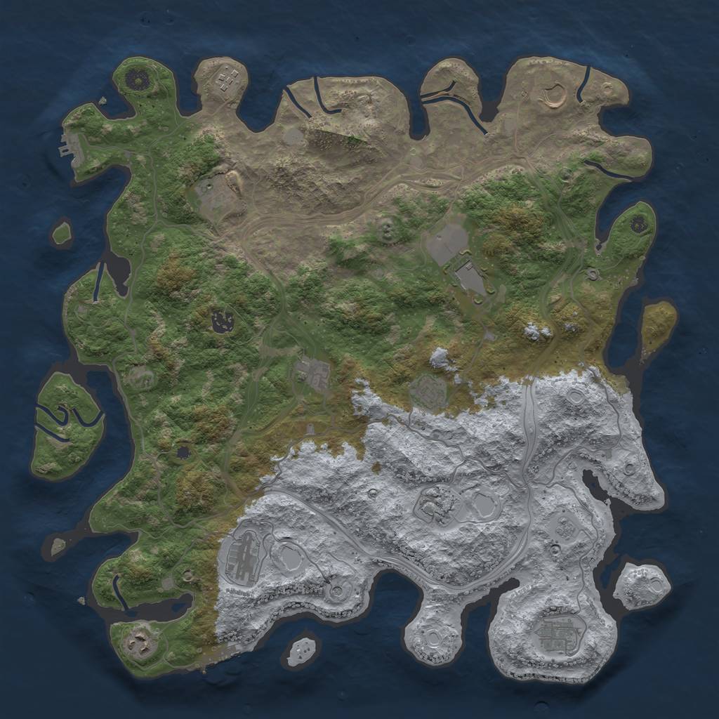 Rust Map: Procedural Map, Size: 4500, Seed: 1928244844, 20 Monuments