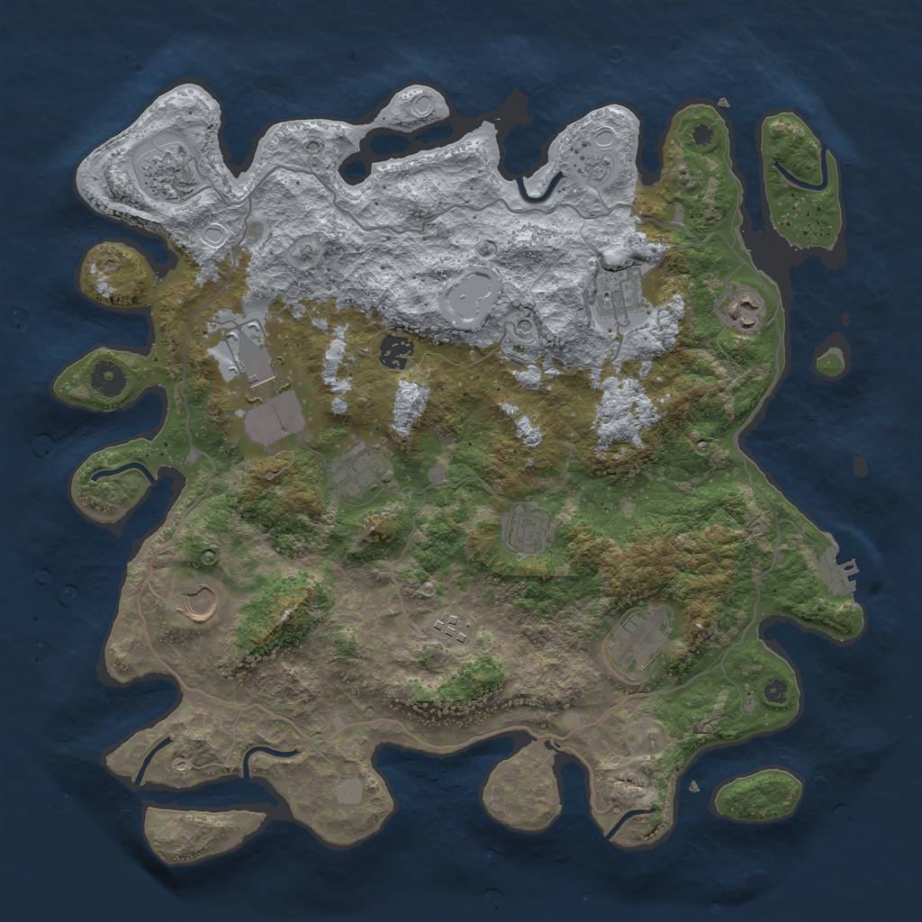 Rust Map: Procedural Map, Size: 4000, Seed: 613518313, 18 Monuments