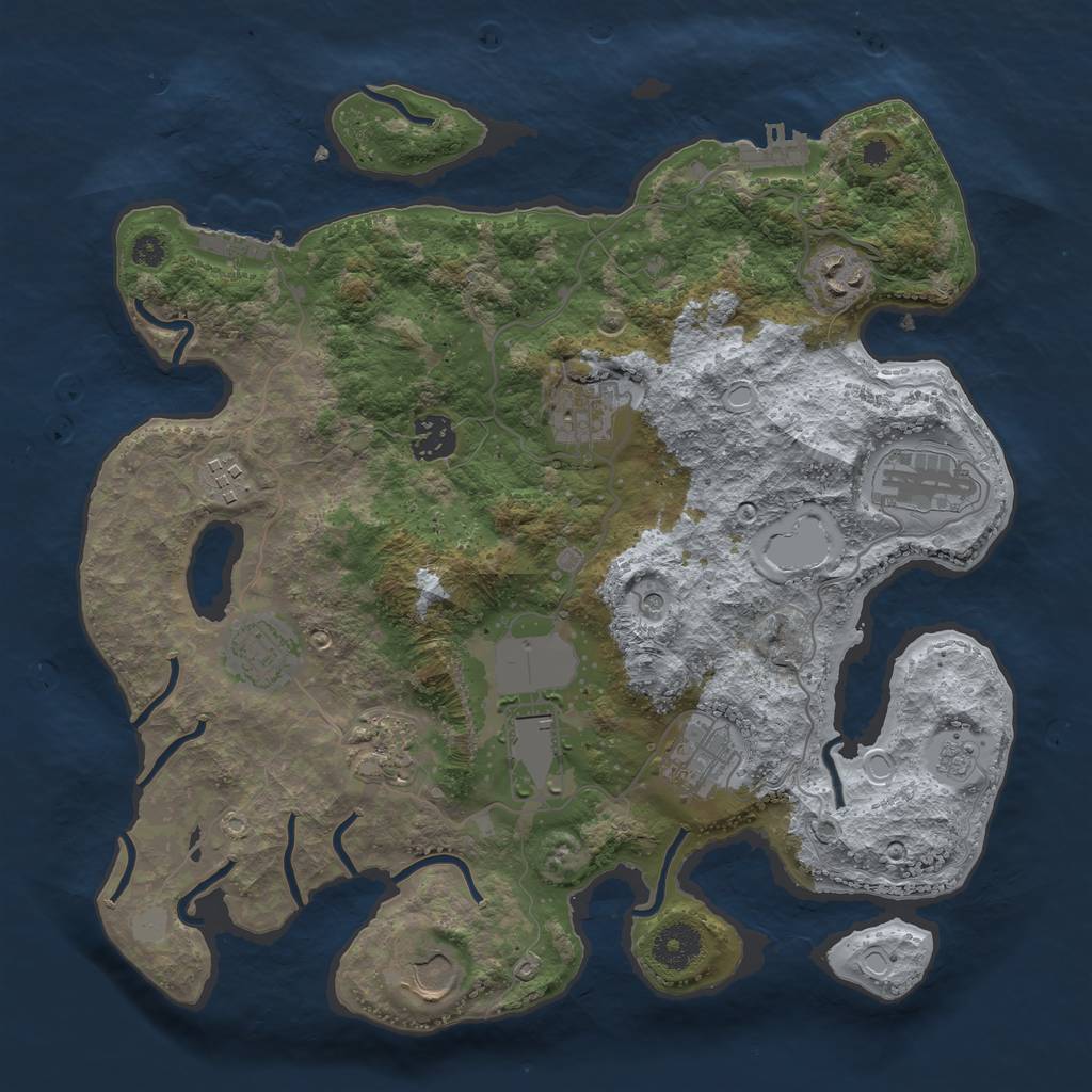 Rust Map: Procedural Map, Size: 3500, Seed: 121487961, 19 Monuments