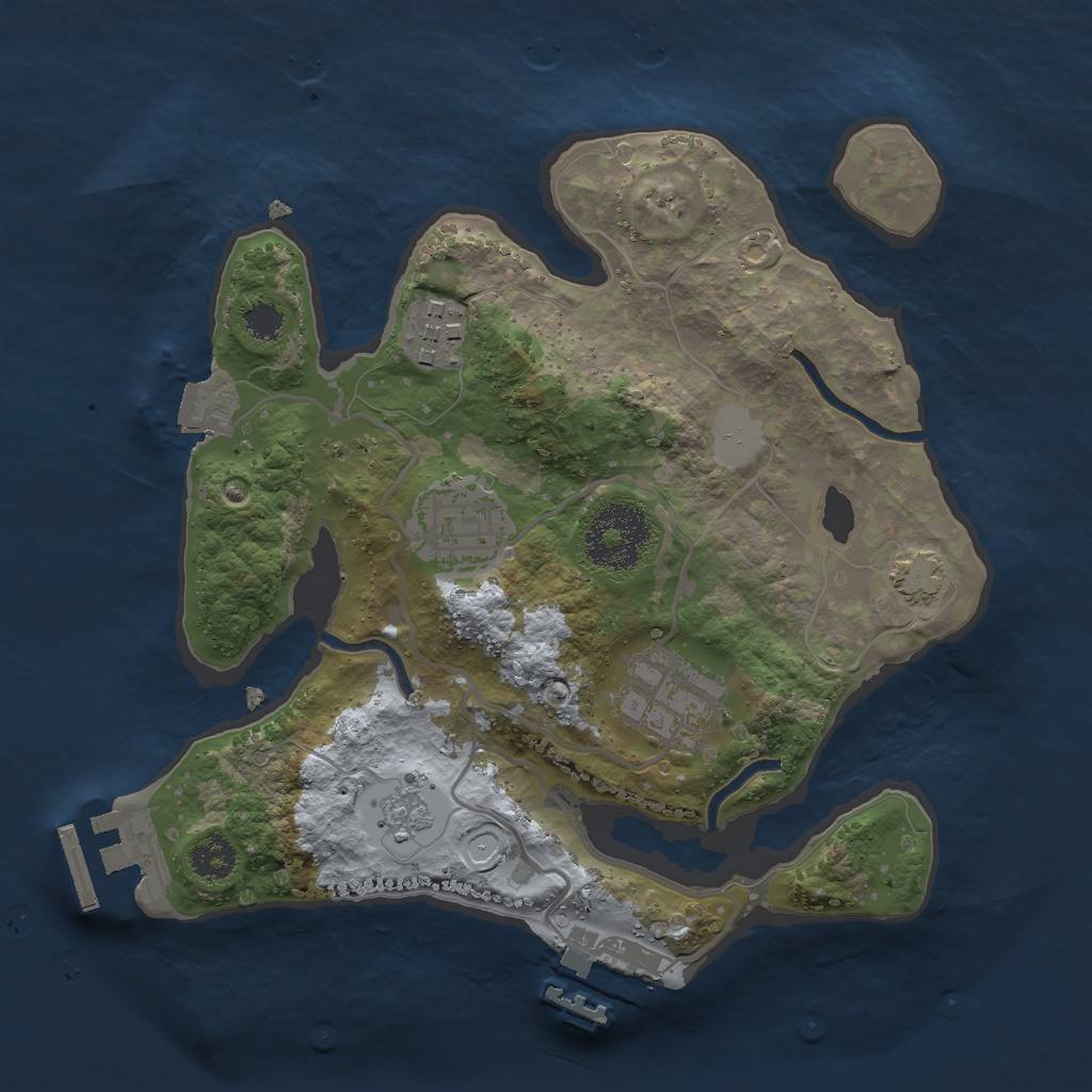 Rust Map: Procedural Map, Size: 2500, Seed: 1708000471, 10 Monuments