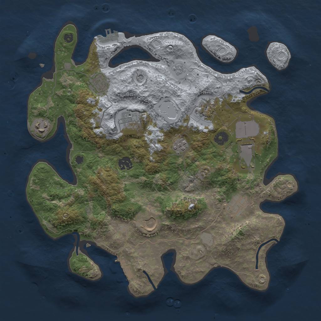 Rust Map: Procedural Map, Size: 3500, Seed: 7458753, 18 Monuments