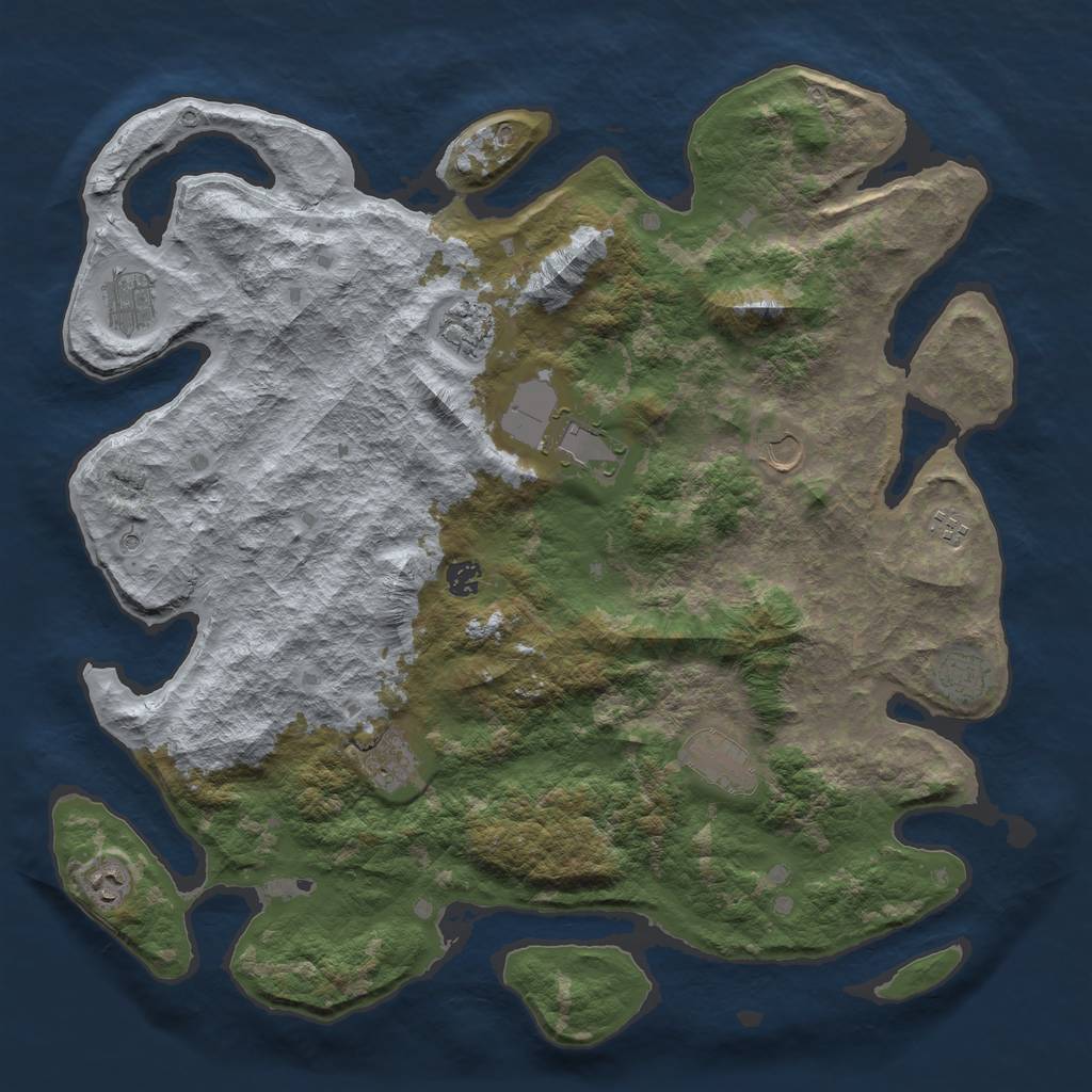 Rust Map: Barren, Size: 4500, Seed: 1513513, 13 Monuments