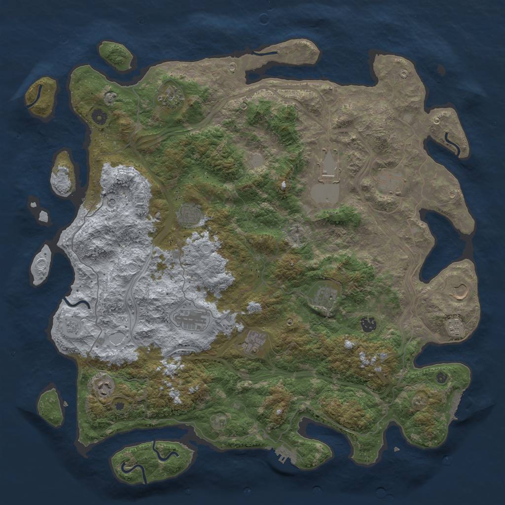 Rust Map: Procedural Map, Size: 4800, Seed: 1910298792, 20 Monuments