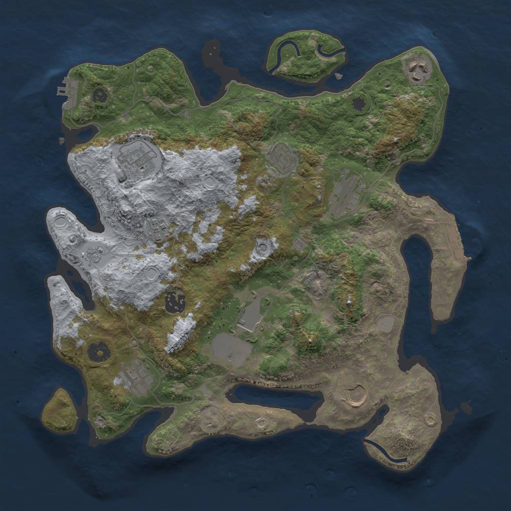 Rust Map: Procedural Map, Size: 3500, Seed: 7458754, 18 Monuments